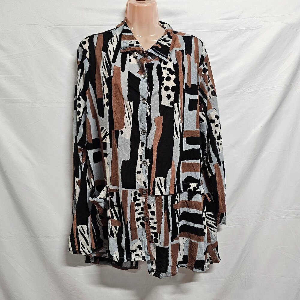 Chalet et ceci Button Up Asymmetric Top Shirt Women Size L